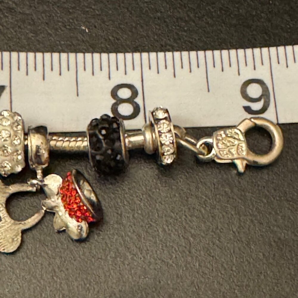 Disney-Themed Charm Bracelet Mickey Princess Dresses & Rhinestone Beads Adjustab - Picture 13 of 16